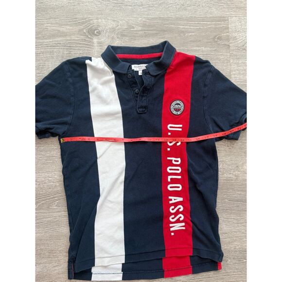 US Polo Assn Men's Polo Shirt Large Red White Blue - Picture 4 of 5